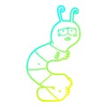 A creative cold gradient line drawing cartoon tired caterpillar