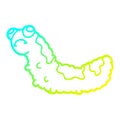 A creative cold gradient line drawing cartoon unhappy caterpillar