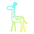 A creative cold gradient line drawing cartoon walking giraffe