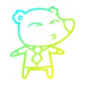 A creative cold gradient line drawing cartoon whistling bear boss