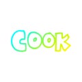 A creative cold gradient line drawing cartoon word cook