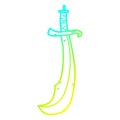 A creative cold gradient line drawing curved sword