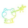 A creative cold gradient line drawing cute frog catching fly with tongue Royalty Free Stock Photo