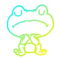 A creative cold gradient line drawing frog waiting patiently