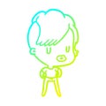 A creative cold gradient line drawing girl with punk hipster haircut