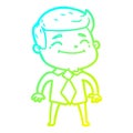 A creative cold gradient line drawing happy cartoon businessman