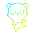 A creative cold gradient line drawing peaceful cartoon bear cub