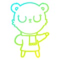 A creative cold gradient line drawing peaceful cartoon bear wearing scarf