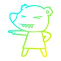 A creative cold gradient line drawing pointing bear cartoon