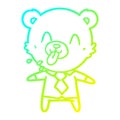 A creative cold gradient line drawing rude cartoon bear boss