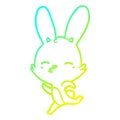 A creative cold gradient line drawing running bunny cartoon