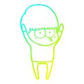 A creative cold gradient line drawing stretching cartoon boy