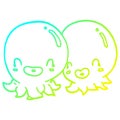 A creative cold gradient line drawing two cartoon octopi Royalty Free Stock Photo