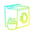 A creative cold gradient line drawing washing machine and laundry