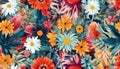Flowers Creative collage contemporary seamless pattern background