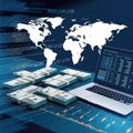 creative collage depicting finance and the world with digital software computer code and exchange rates Royalty Free Stock Photo