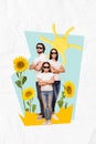 Creative collage image of cool confident small kid mom dad hands crossed folded isolated colorful background Royalty Free Stock Photo