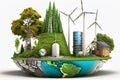 Creative collage, renewable energy sources, eco-conscious energy