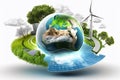 Creative collage, renewable energy sources, eco-conscious energy