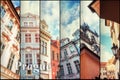 Creative collage view of the Prague architectural monuments with Royalty Free Stock Photo