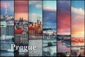 Creative collage view of the Prague architectural monuments with Royalty Free Stock Photo