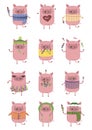 Creative collection of cute pigs