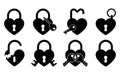 Creative collection of heart-shaped padlocks with unique key designs Royalty Free Stock Photo