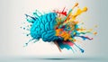 Creative color brain. Explosion of colors and creativity. Smart and creative mind. Thinking different