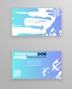 Creative color business card templates with minimalistic design. Abstract ink brush strokes Royalty Free Stock Photo