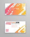 Creative color business card templates with minimalistic design. Abstract ink brush strokes Royalty Free Stock Photo