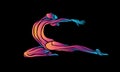 Creative color silhouette of gymnastic girl. Art