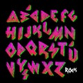 Creative colorful alphabet, rock style
