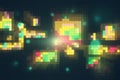 Creative colorful blurry pixel blocks wallpaper. Bg and technology, digital world concept.