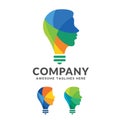 Creative colorful brain concept, intelligent person vector logo,