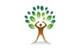 Creative Hero Person Gym Green Tree Logo Royalty Free Stock Photo