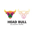 Colorful bull head logo.
