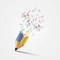 Creative colorful music pencil. Writing concept. Vector