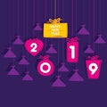 Colorful new year 2019 poster design Royalty Free Stock Photo