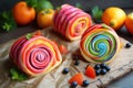 creative and colorful pastries with swirls of fruit filling