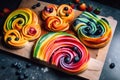 creative and colorful pastries with swirls of fruit filling