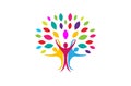 Creative Colorful People Tree Logo