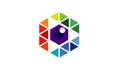 Colorful Pixel Hexagon Technology Logo Symbol Illustration