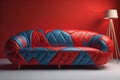 A creative, colourful, and stylish sofa in the interior, AI generated