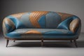 A creative, colourful, and stylish sofa in the interior, AI generated
