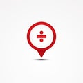 Creative combination divided mathematics symbol and map pointer