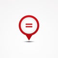 Creative combination equal mathematics symbol and map pointer