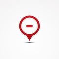 Creative combination minus mathematics symbol and map pointer