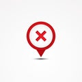 Creative combination multiplied mathematics symbol and map pointer