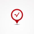 Creative combination square root mathematics symbol and map pointer