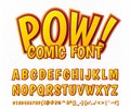 Creative comic font. Vector alphabet in style pop art